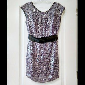 Stella & Jamie Purple Silk Sequin Backless Dress